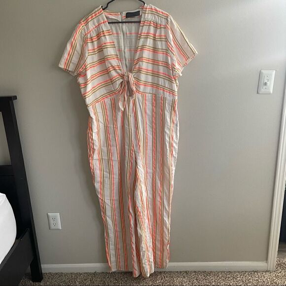KENDALL & KYLIE NEON STRIPE TIE FRONT JUMPSUIT - Picture 6 of 12